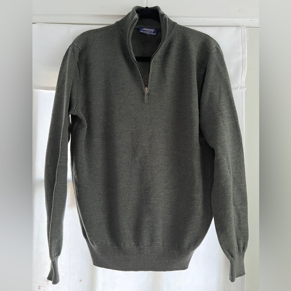 JEREMY ARGYLE Men’s 1/4 Zip Sweater Green Merino Wool EUC - Picture 2 of 7